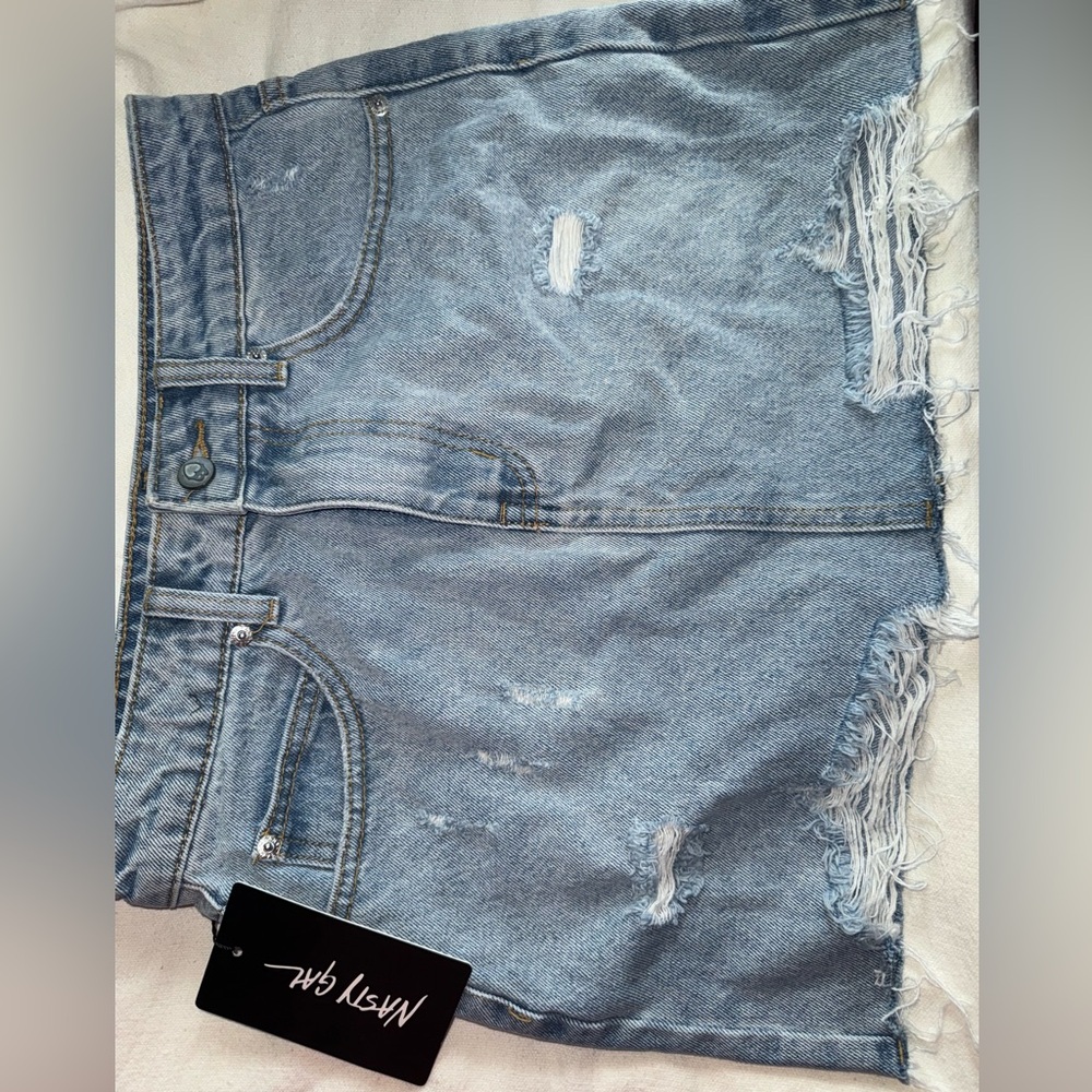 NastyGal Distressed Denim Skirt